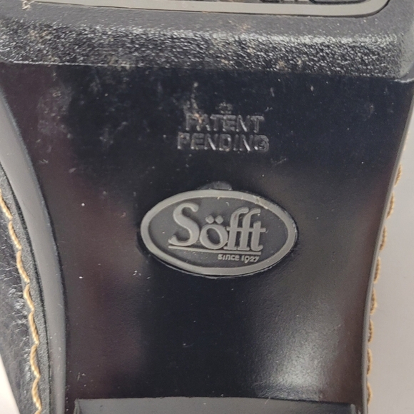 Sofft Black Genuine Leather Slip-on Heeled Clogs Size 6.5 - Picture 7 of 8